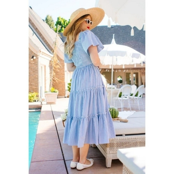 Ivy City Co Blue Gingham Indie Midi Dress - Picture 1 of 10